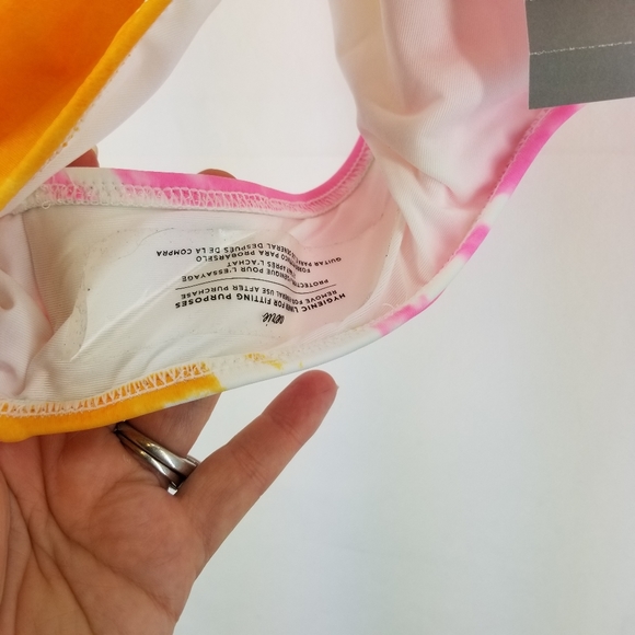 AERIE Pink Yellow Tie Dye T-Back 1 Piece Swimsuit - Picture 8 of 8